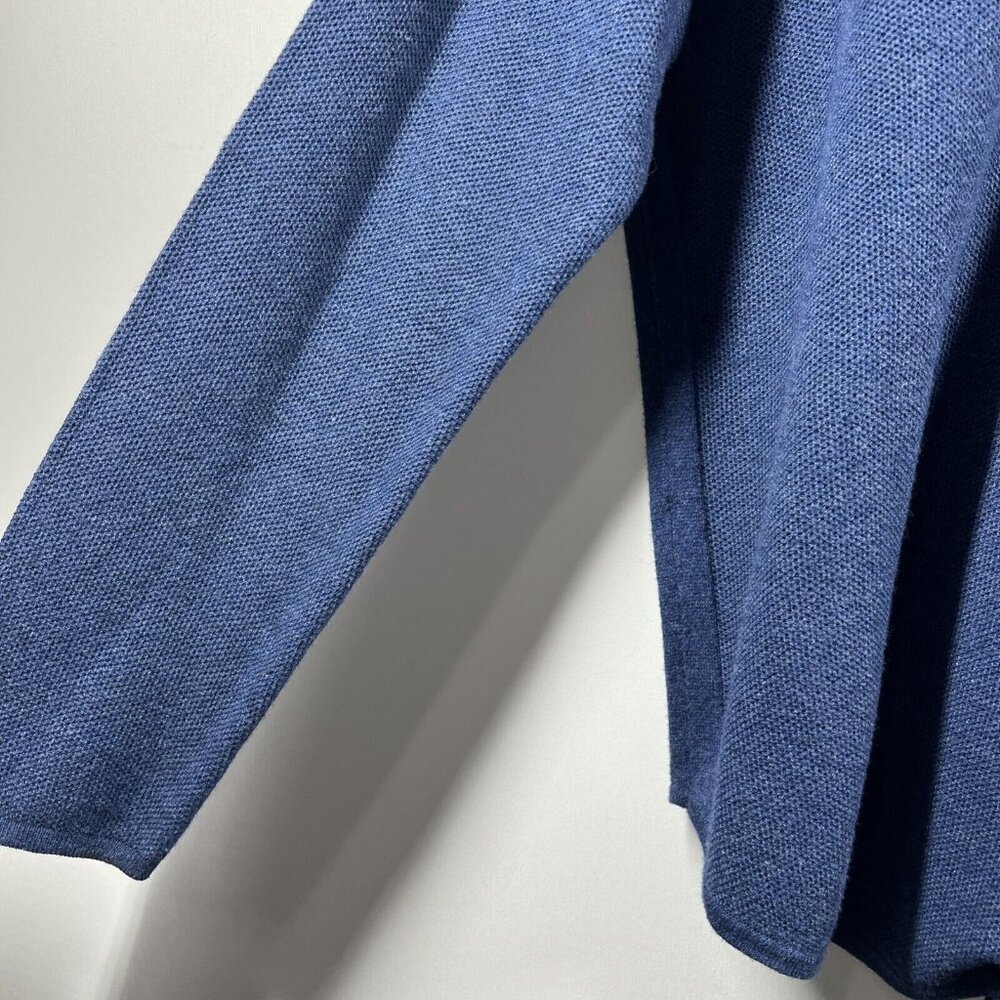 J Jill Sweater Size Large Solid Blue Pullover Tie Long Sleeve Cotton Blend Knit - Picture 5 of 7